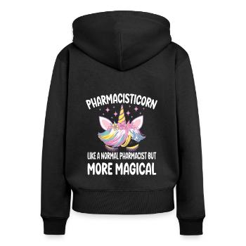 Pharmacisticorn like a normal Pharma gifts - Frauen Premium Bio Zip Hoodie - Schwarz - Hinten - Julia (174cm)