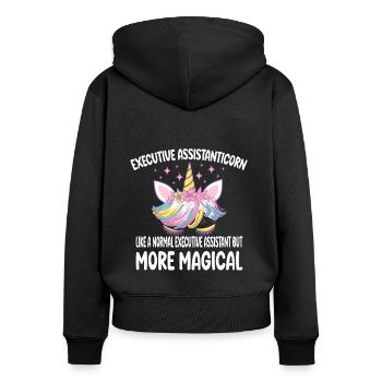 Assistant de directionicorn comme un assistant normal - Sweat à capuche zippé Premium bio Femme - noir - Dos - Julia (174cm)