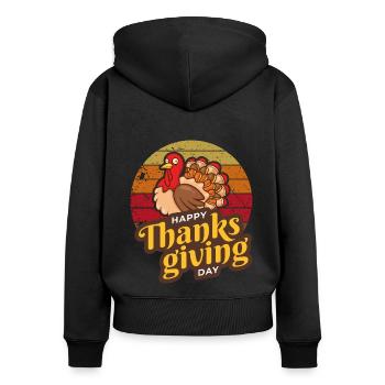 Happy Thanksgiving Day - Erntedankfest - Frauen Premium Bio Zip Hoodie - Schwarz - Hinten - Julia (174cm)