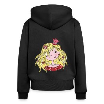 Prinzessin Perlagonia - Frauen Premium Bio Zip Hoodie - Schwarz - Hinten - Julia (174cm)