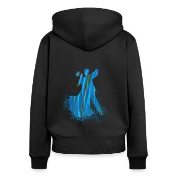 danse, bleu, graffiti, danse de couple, danse standard, couple - Sweat à capuche zippé Premium bio Femme - noir - Dos - Julia (174cm)