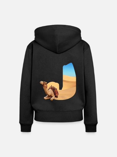 wüste mit kamel j - Frauen Premium Bio Zip Hoodie - Schwarz