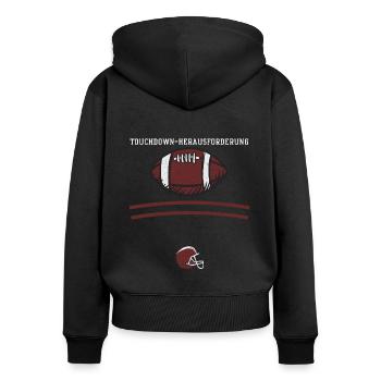 Touchdown-Herausforderung - Frauen Premium Bio Zip Hoodie - Schwarz - Hinten - Julia (174cm)