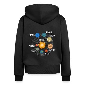 Sonnensystem Planeten Sonne Beschreibung - Frauen Premium Bio Zip Hoodie - Schwarz - Hinten - Julia (174cm)