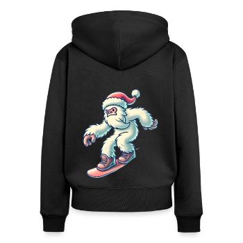 Snowboard Yéti au chapeau de Père Noël - Sweat à capuche zippé Premium bio Femme - noir - Dos - Julia (174cm)