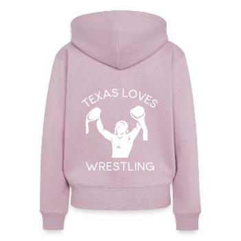 Conception de lutte au Texas pour les fiers fans du Texas - Sweat à capuche zippé Premium bio Femme - rose poudré - Dos - Julia (174cm)