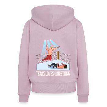 Conception de lutte au Texas pour les fiers fans du Texas - Sweat à capuche zippé Premium bio Femme - rose poudré - Dos - Julia (174cm)