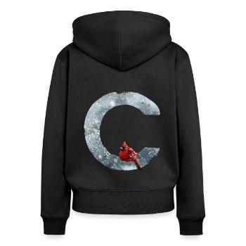 C – caractère décoratif – hiver - Sweat à capuche zippé Premium bio Femme - noir - Dos - Julia (174cm)