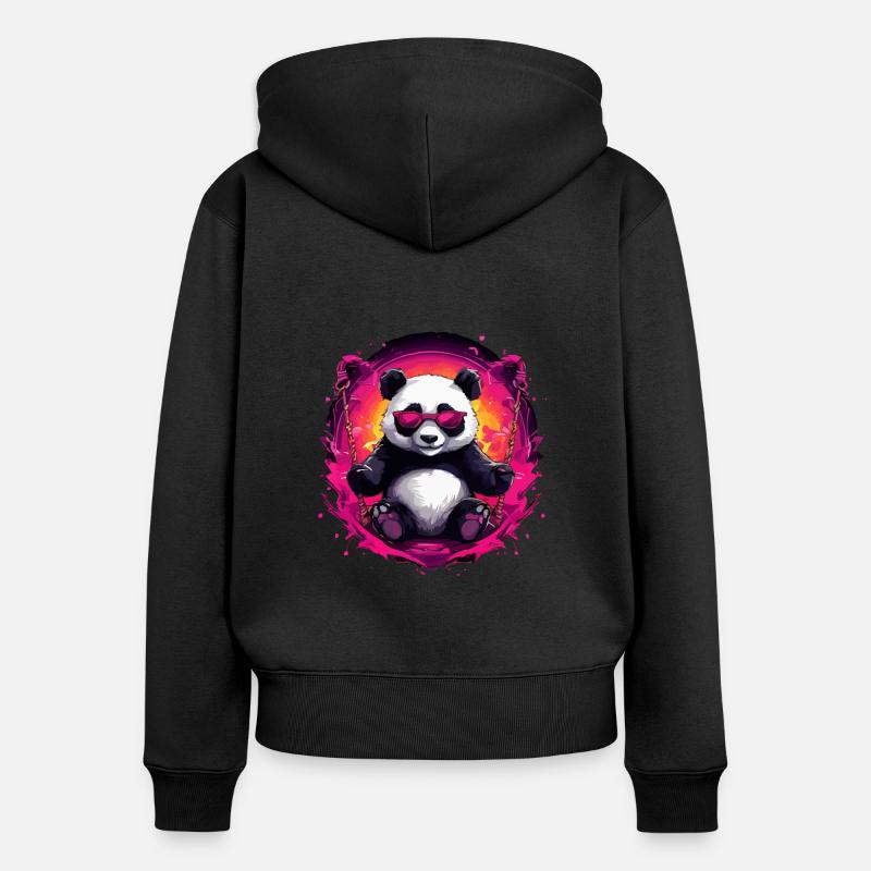 Mignon panda cool se relaxant - Sweat à capuche zippé Premium bio Femme - noir