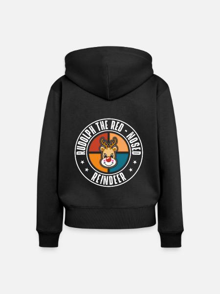 Rudolph - Frauen Premium Bio Zip Hoodie - Schwarz