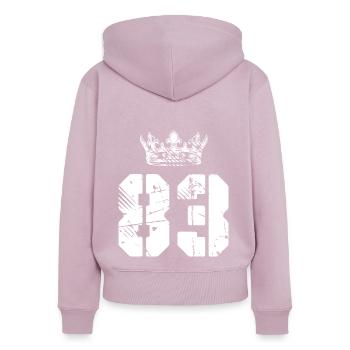 83 Number crown - Women's Premium Organic Zip Hoodie - dusky pink - Back - Julia (174cm)