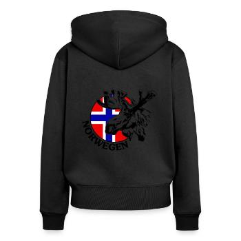 NORWEGEN Elch Tier Wildnis Wilsigns - Frauen Premium Bio Zip Hoodie - Schwarz - Hinten - Julia (174cm)