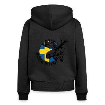 SCHWEDEN Elch Tier Wildnis Wilsigns - Frauen Premium Bio Zip Hoodie - Schwarz - Hinten - Julia (174cm)
