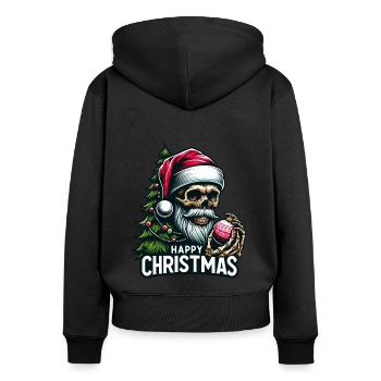 Crâne de Père Noël avec ornement de Noël - Sweat à capuche zippé Premium bio Femme - noir - Dos - Julia (174cm)