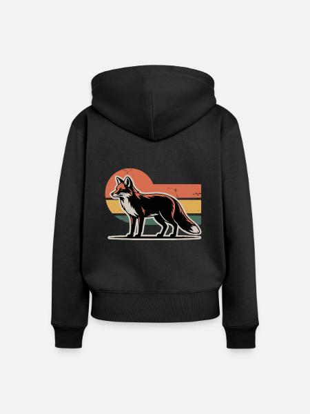 Fuchs Tier - Frauen Premium Bio Zip Hoodie - Schwarz