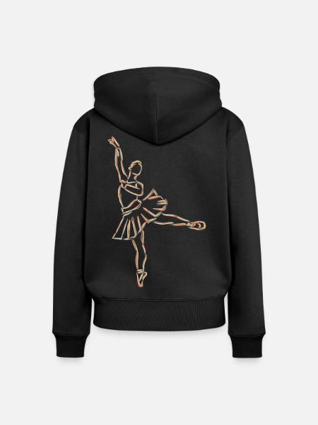 Ballett Mädchen Zeichnung - Frauen Premium Bio Zip Hoodie - Schwarz