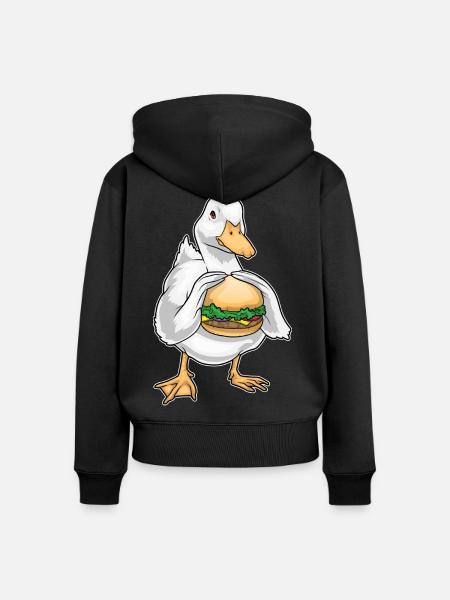 Ente Cheeseburger - Frauen Premium Bio Zip Hoodie - Schwarz