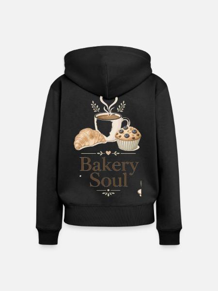Bakery Soul Kaffee & Backkunst - Frauen Premium Bio Zip Hoodie - Schwarz