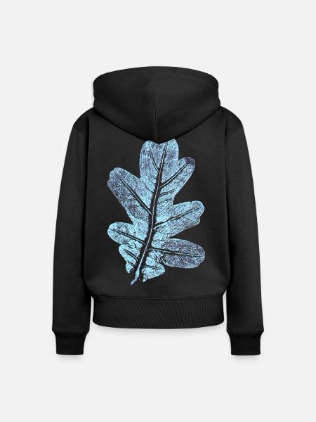 Eichenblatt - Botanik Druck / Blatt - Frauen Premium Bio Zip Hoodie - Schwarz