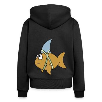 Fish with shark fin - Women's Premium Organic Zip Hoodie - black - Back - Julia (174cm)