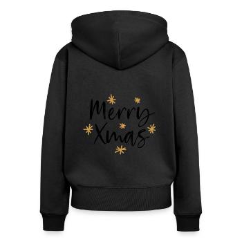 Merry Xmas Christmas Weihnachten Bright - Frauen Premium Bio Zip Hoodie - Schwarz - Hinten - Julia (174cm)