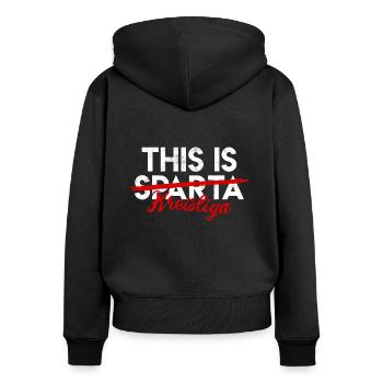 Kreisliga Spruch Fußball Sparta Soccer lustig - Frauen Premium Bio Zip Hoodie - Schwarz - Hinten - Julia (174cm)
