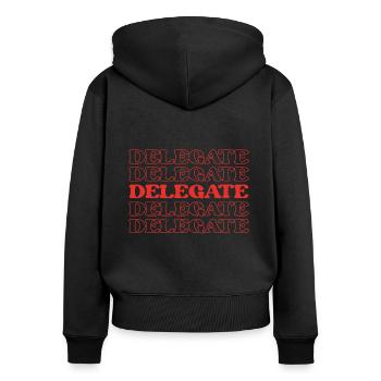 Delegierter Vertreter Stellvertretender Sprecher - Frauen Premium Bio Zip Hoodie - Schwarz - Hinten - Julia (174cm)