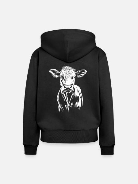 Kuh Minimalistisch - Frauen Premium Bio Zip Hoodie - Schwarz