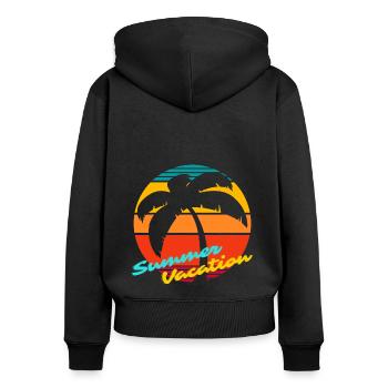 VACANCES - Sweat à capuche zippé Premium bio Femme - noir - Dos - Julia (174cm)