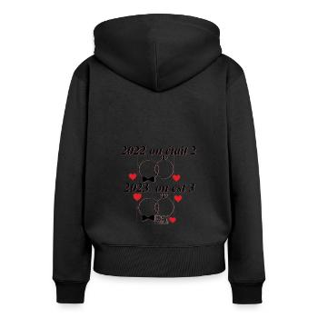 nouvel an nouveau né - Sweat à capuche zippé Premium bio Femme - noir - Dos - Julia (174cm)