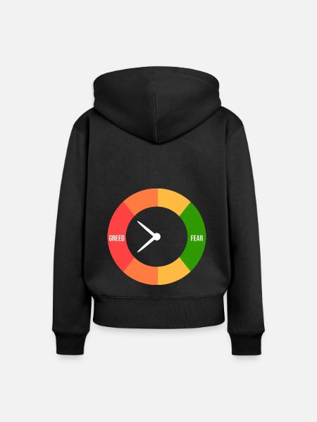 Gier > Angst - Frauen Premium Bio Zip Hoodie - Schwarz