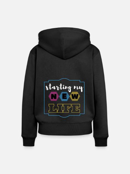 mein neues Leben beginnen - Frauen Premium Bio Zip Hoodie - Schwarz