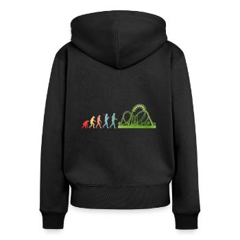 Achterbahn - Frauen Premium Bio Zip Hoodie - Schwarz - Hinten - Julia (174cm)