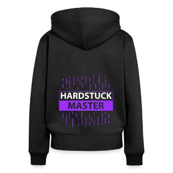 Hardstuck Master - Frauen Premium Bio Zip Hoodie - Schwarz - Hinten - Julia (174cm)