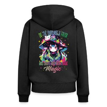 Verbessere deinen Halloween-Look mit unserer Anime-Hexe - Frauen Premium Bio Zip Hoodie - Schwarz - Hinten - Julia (174cm)