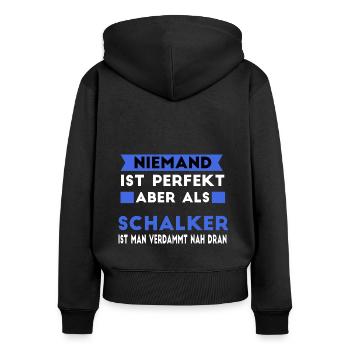 Schalker Schalke Gelsenkirchen Ruhrpott Fans - Frauen Premium Bio Zip Hoodie - Schwarz - Hinten - Julia (174cm)