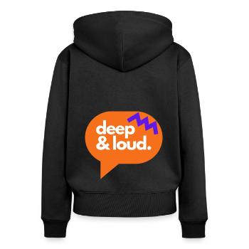 deep & loud - Women's Premium Organic Zip Hoodie - black - Back - Julia (174cm)