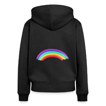 Regenbogen - Frauen Premium Bio Zip Hoodie - Schwarz - Hinten - Julia (174cm)