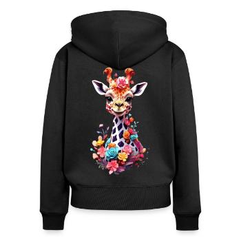 Giraffe V1 24 08 - Frauen Premium Bio Zip Hoodie - Schwarz - Hinten - Julia (174cm)