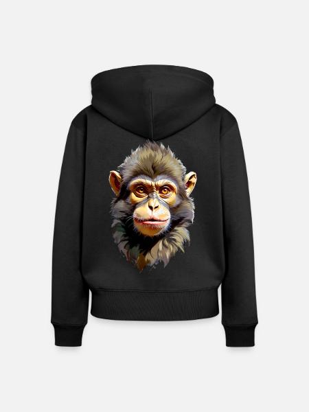 Affe V24 13 - Frauen Premium Bio Zip Hoodie - Schwarz
