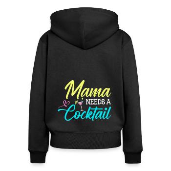 Mama Braucht Einen Cocktail - Frauen Premium Bio Zip Hoodie - Schwarz - Hinten - Julia (174cm)