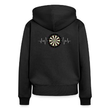 DART DARTS DARTBOARD DARTEN HEARTBEAT GIFT - Sweat à capuche zippé Premium bio Femme - noir - Dos - Julia (174cm)