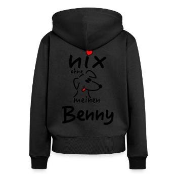 Nicht's ohne Hund Benny - Frauen Premium Bio Zip Hoodie - Schwarz - Hinten - Julia (174cm)