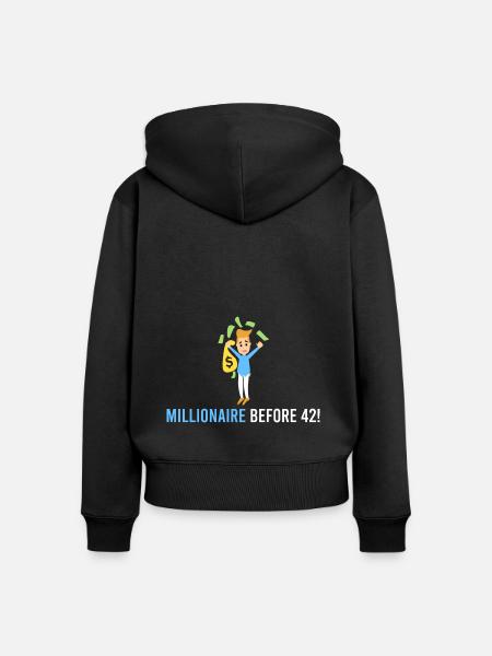 Millionär vor 42! - Frauen Premium Bio Zip Hoodie - Schwarz