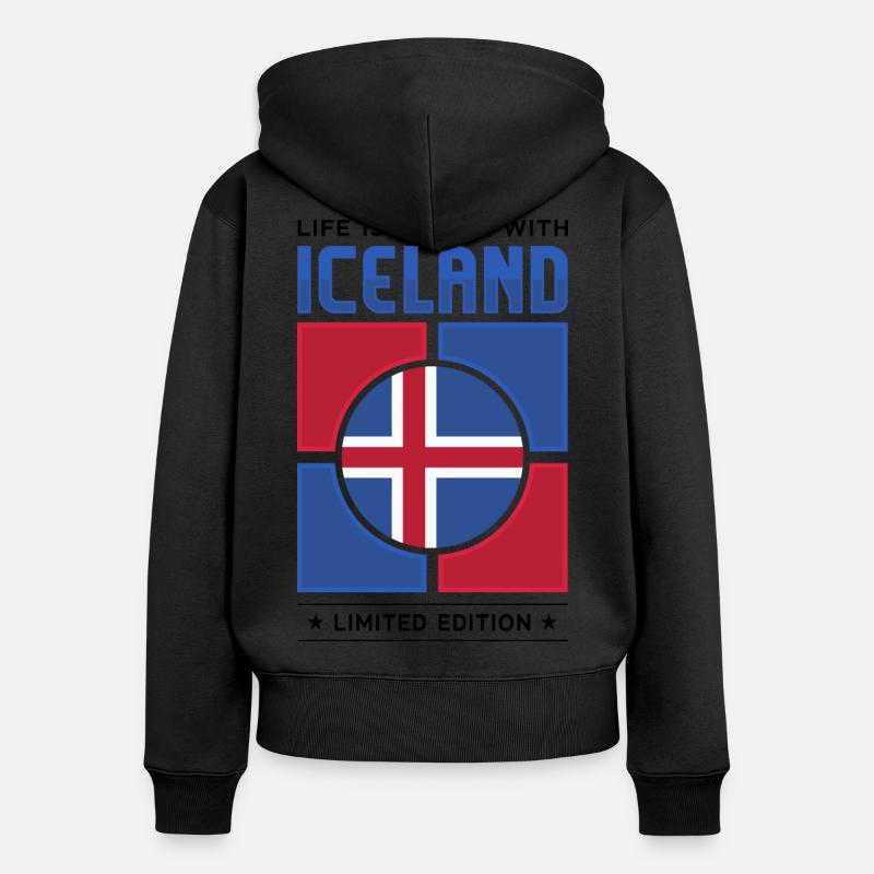 Islande - Sweat à capuche zippé Premium bio Femme - noir