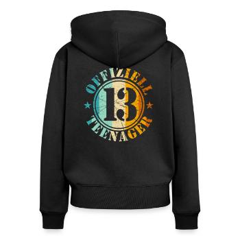 13. Geburtstag Junge - Frauen Premium Bio Zip Hoodie - Schwarz - Hinten - Julia (174cm)