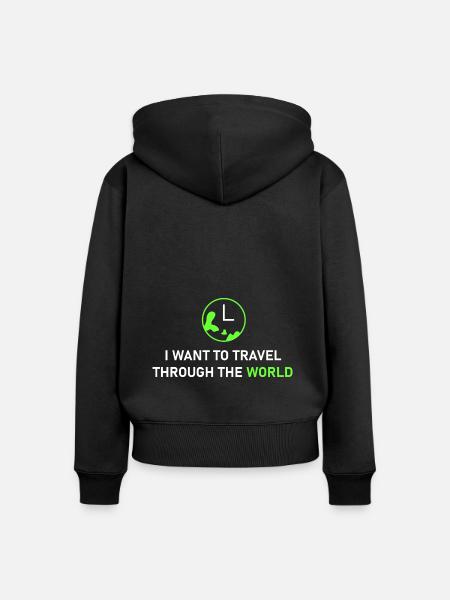 weltweite Reise - Frauen Premium Bio Zip Hoodie - Schwarz