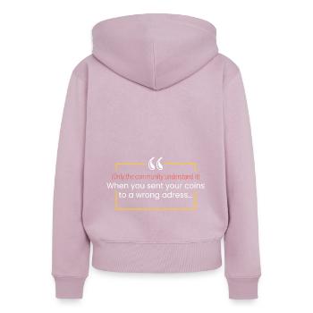 Pièces envoyées à une adresse incorrecte. - Sweat à capuche zippé Premium bio Femme - rose poudré - Dos - Julia (174cm)