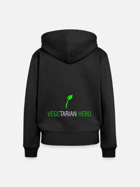 vegetarischer Held - Frauen Premium Bio Zip Hoodie - Schwarz