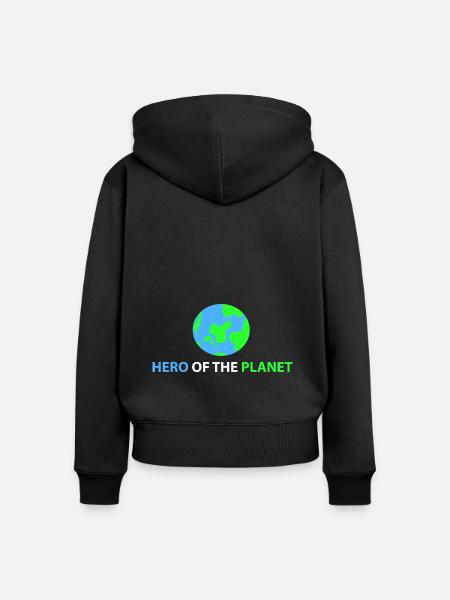 Held des Planeten - Frauen Premium Bio Zip Hoodie - Schwarz